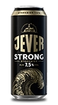 Schwarze Bierdose Jever Strong mit großem, goldenem und weißem Jever-Schriftzug in der Mitte.