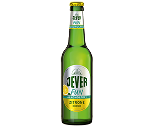 0,33 Liter Bierflasche der Marke Jever Fun Zitrone alkoholfrei.