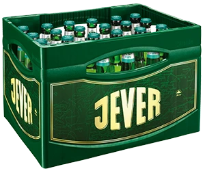Getränkekasten der Marke Jever mit vierundzwanzig Flaschen der Sorte Fun alkoholfrei.