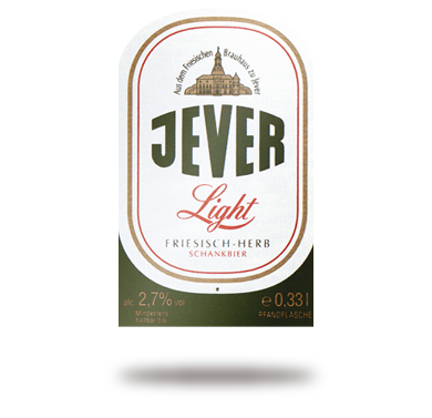 Eine Flasche Bier mit einem grünen und weißen Etikett, Schrift und Schlossgrafik.