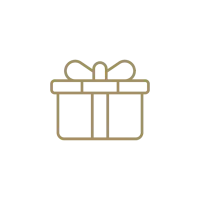 Goldene Geschenkbox mit Schleife als Symbolgrafik.